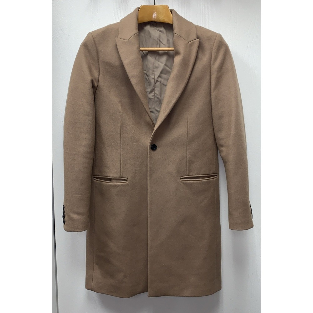 ALLSAINTS MENS Single Button Tulsen WOOL Blend COAT ITALIAN Fabric Overcoat Sz S